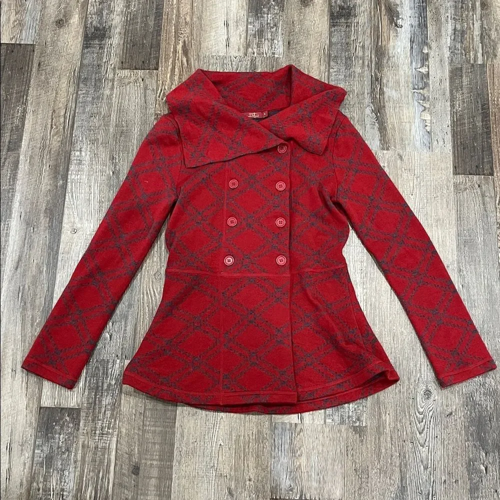Krimson Klover Red 100% Wool Cardigan Sz S Bella Swan Preppy Rory Y2K Flaws